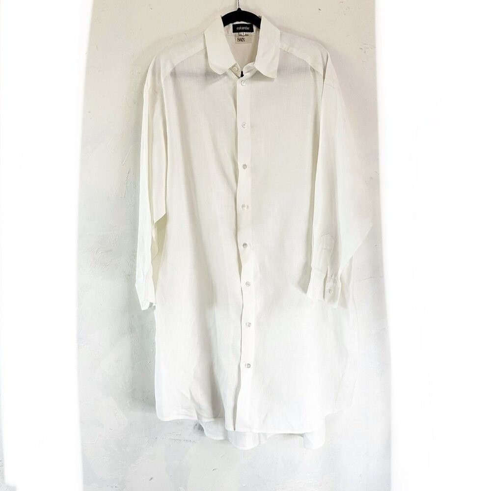 Eskandar Tunic Button Down Linen White Top Dress Collared Women's Size 1